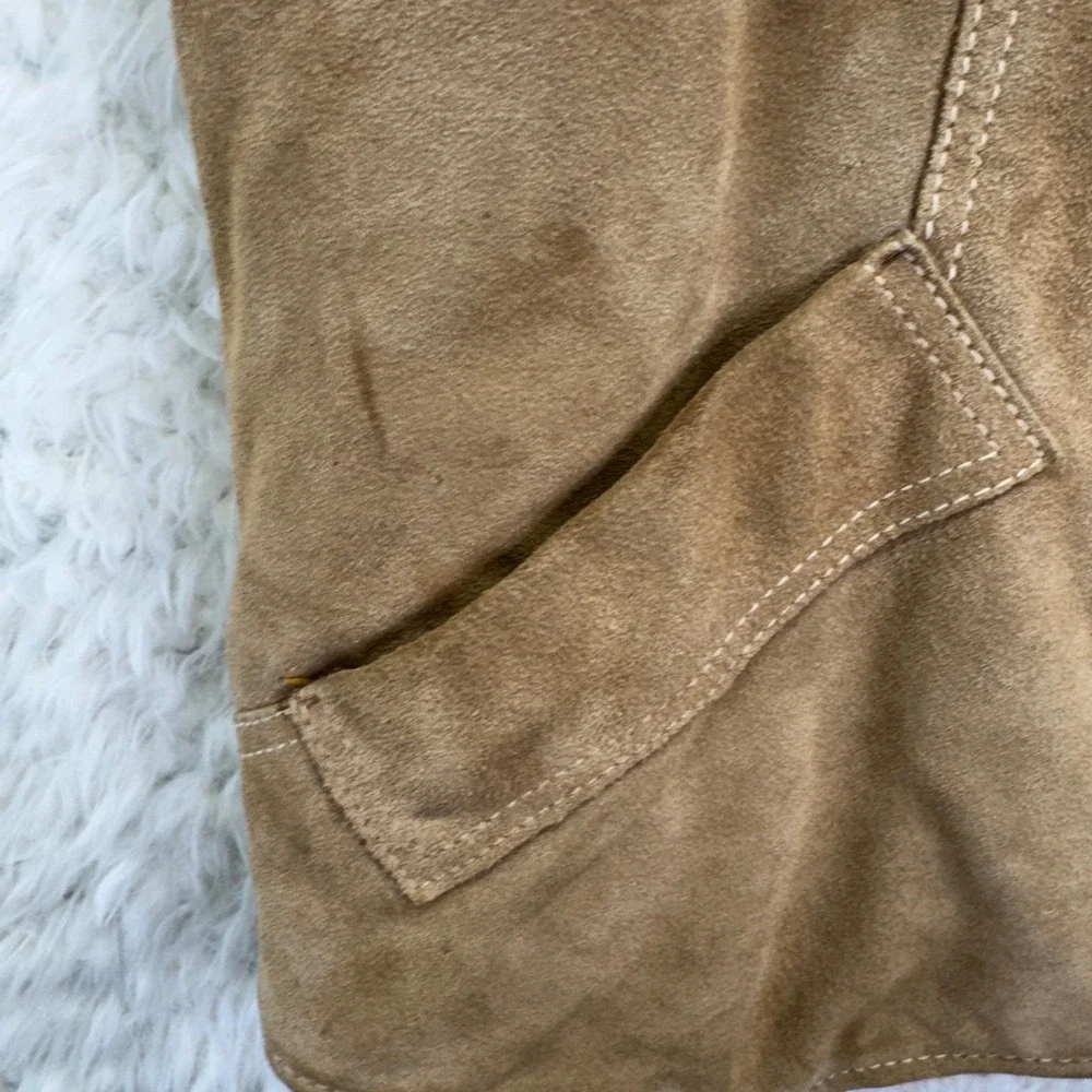 Levis Suede Sherpa Lined Western Vest XL Tan Brown Vintage 70s 80s Cowboy Rugged